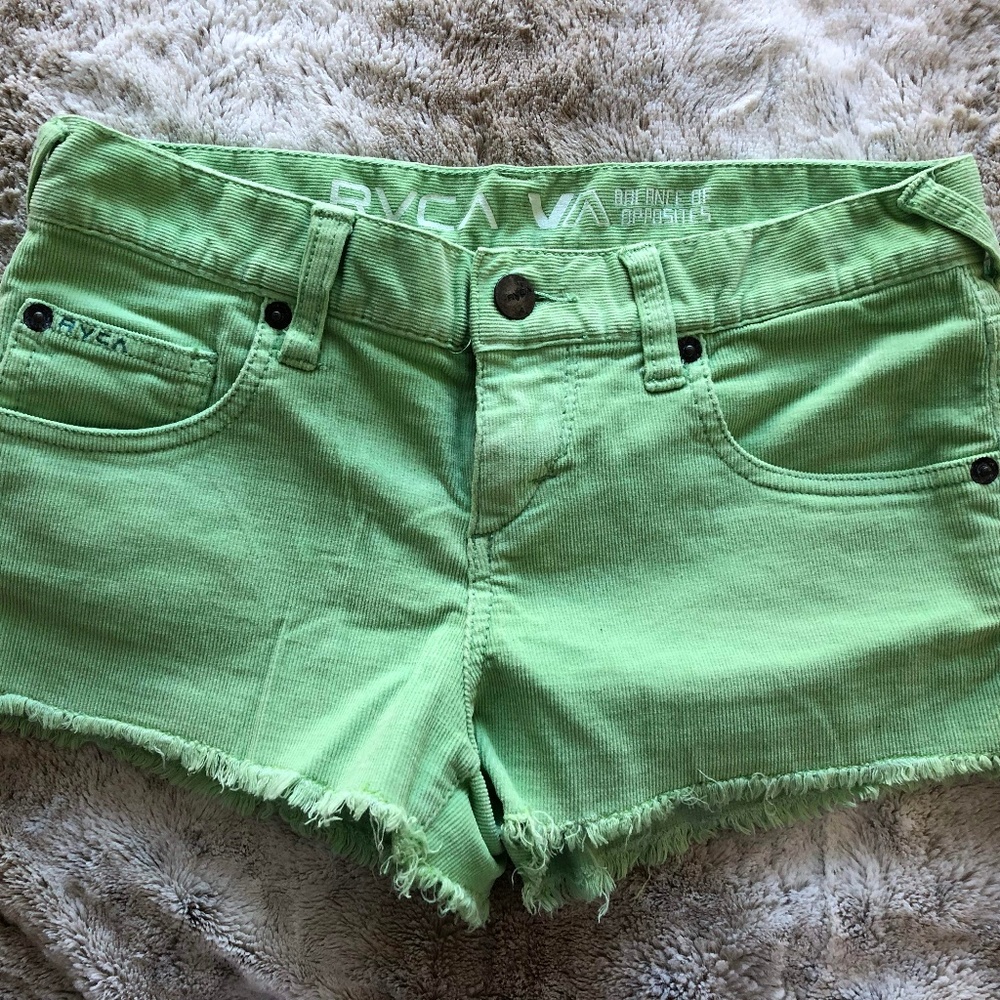 RVCA Green Corduroy Shorts